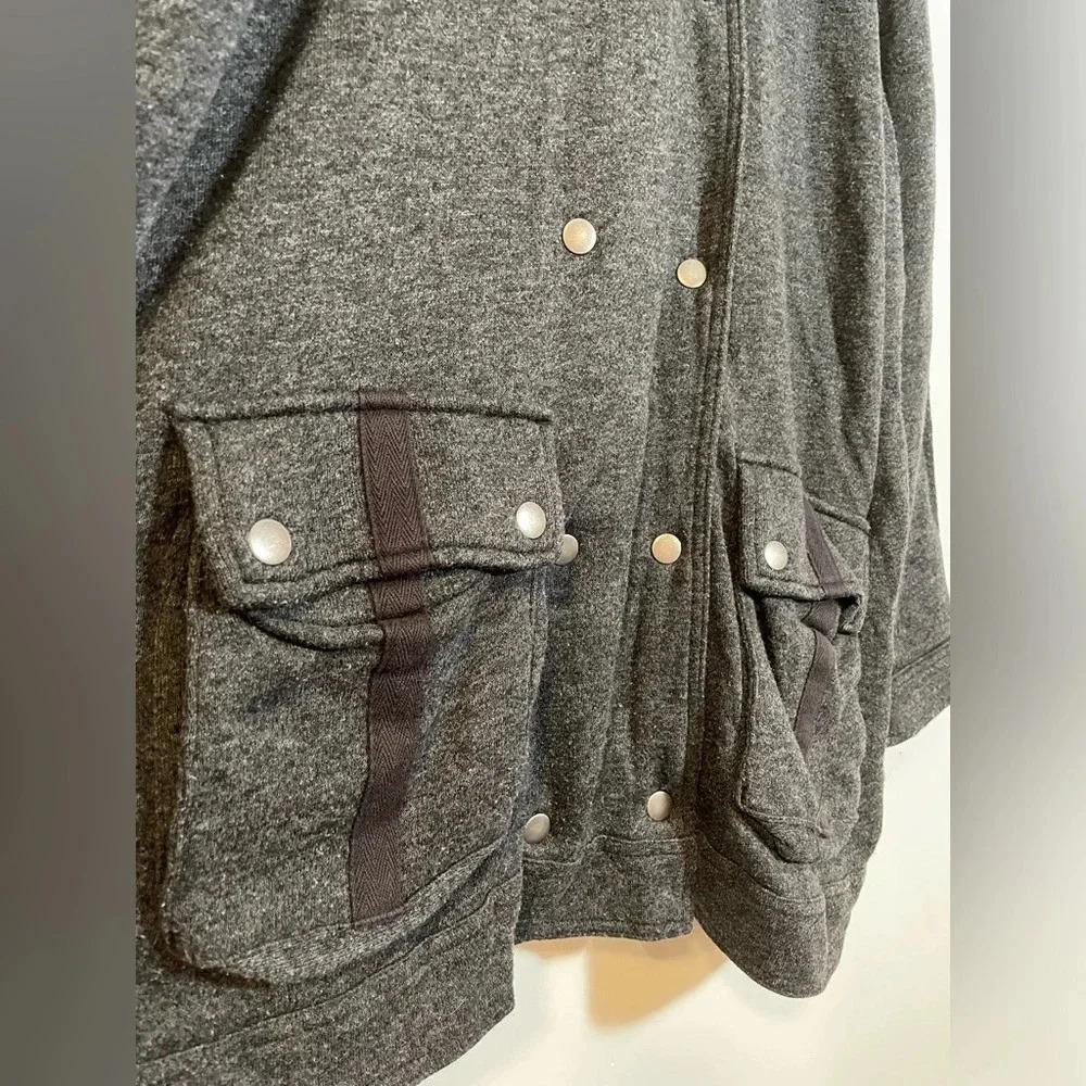 Free People Oversize Slouchy Anorak Jacket Gray Knit Linen Blend Pea Coat Small - Picture 7 of 10